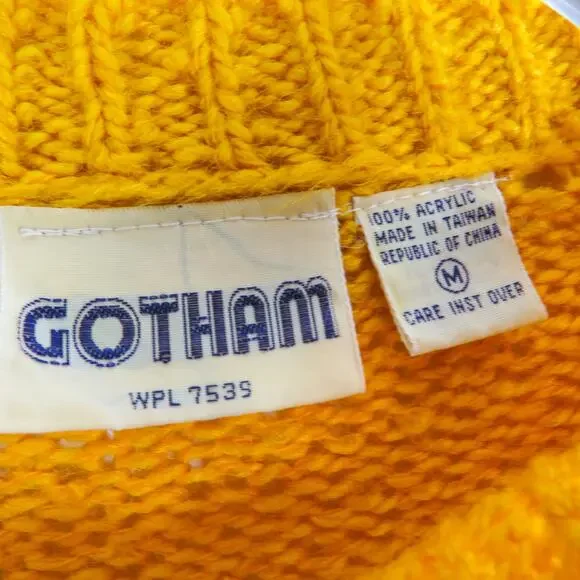 1950s GOTHAM Vintage Multicolor Rainbow Striped Knit Crewneck Sweater Medium - Picture 5 of 5